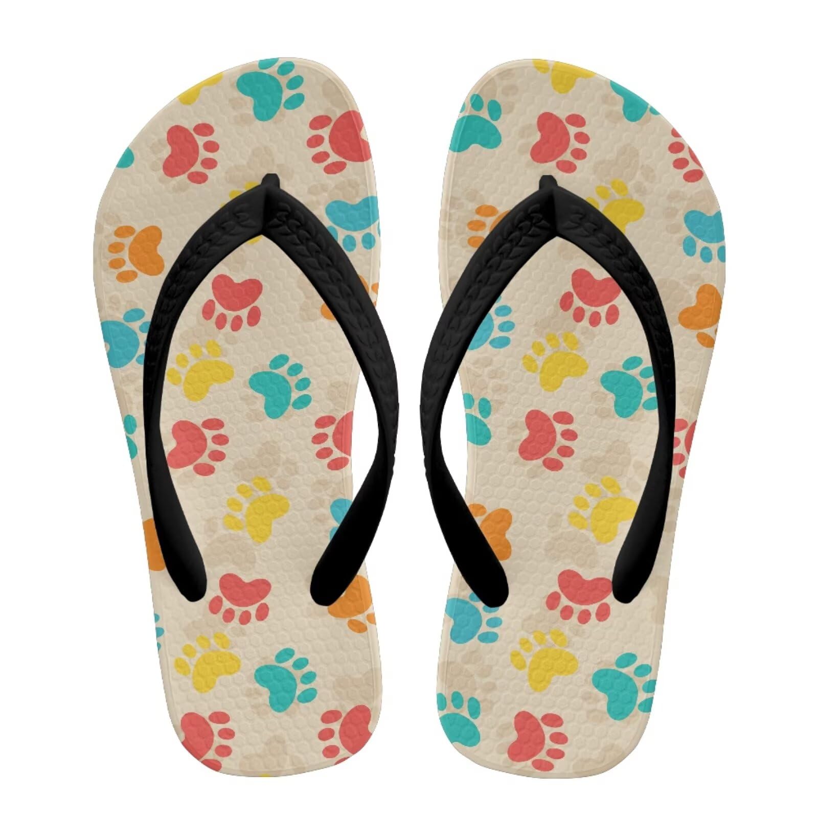 Watdotory Boy's Slide Sandals and Thongs for Beach and Boats - Kids Flip Flops with Colorful Dog Paw Print Size 12