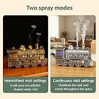 Vista 3 de Train Diffusers for Essential Oils,300ml Vintage Train Humidifier,Remote Control Ultrasonic Cool Mist Aromatherapy Diffuser,with Night Ligh for