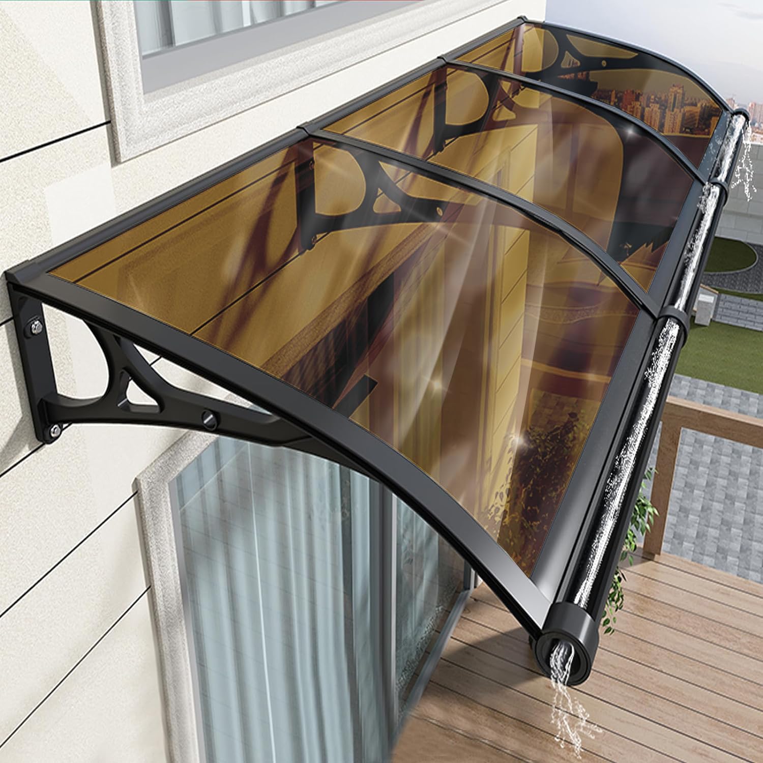 GJZQDKX Aluminum Door Awning Bracket - UV & Rain Protection - Outdoor Patio Canopy - Weather-ResistantWindow Awnings for Exterior Use