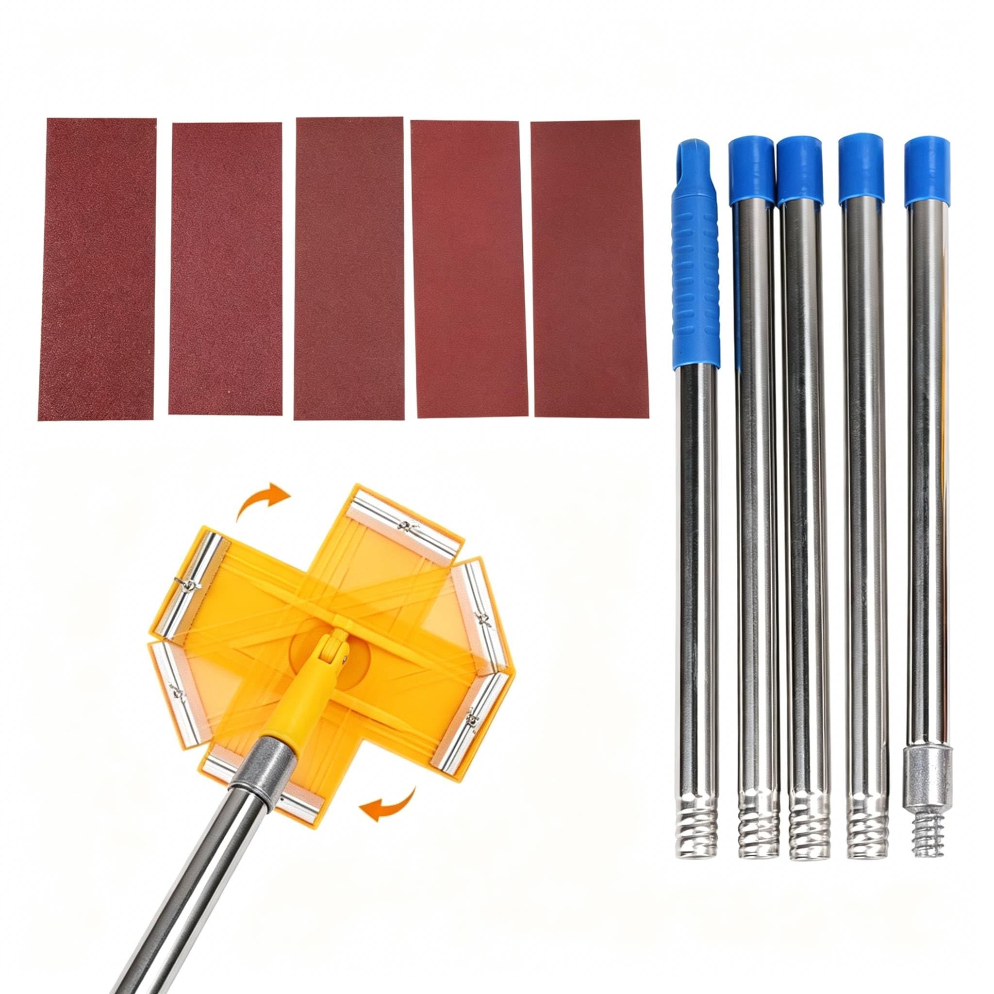Heavy Duty Swivel Pole Sander,Pole Sander for Drywall,74 Inch Dry Wall Sander with Extension Pole and 5 Pcs Sandpaper, 360-Degree Polishing Hand Sanders for Wall and Ceiling Polishing