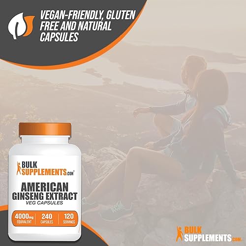 Miniatura 6 de BulkSupplements. com Cápsulas de ginseng americano, extracto de ginseng americano, suplemento de hierbas de ginseng, vegano, 2 cápsulas por porción
