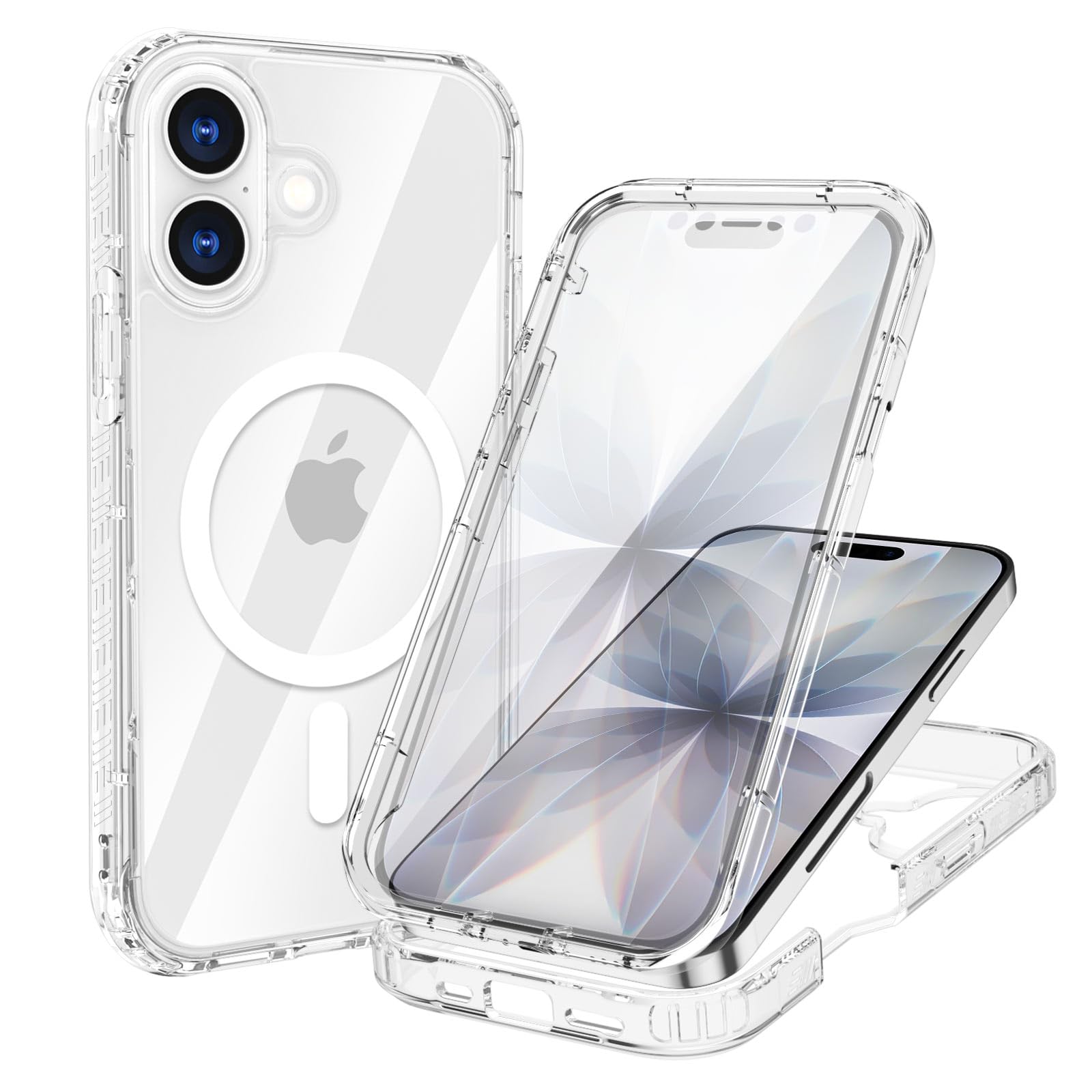 seacosmo Privacy iPhone 16 Pro Max Hoes, compatibel met Magsafe, Anti-Gluren Hoesje, 360 graden schokbestendig beschermhoes met Ingebouwd Gehard Glas en camerabescherming, Zwart