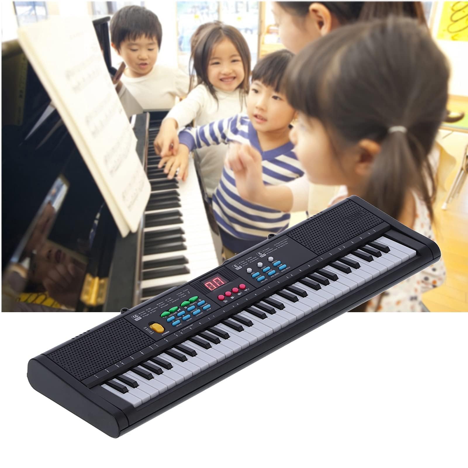 Strumento per Pianoforte a Tastiera, Multifunzionale Digitale Elettrico a 61 Tasti con Microfono MQ6186