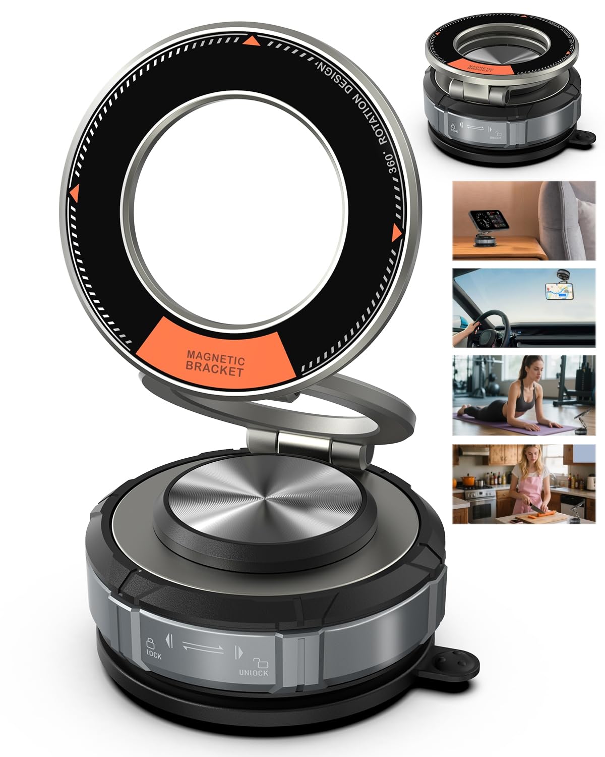 MagSafe 360° verstellbare Vakuum-Saugnapfhalterung, Zinklegierung, Vakuum-Magnet-Handyhalterung, Handyhalter für Auto/Zuhause/Reisen, Saugnapf-Autohalterung für iPhone 17/16/15/14/13/Android