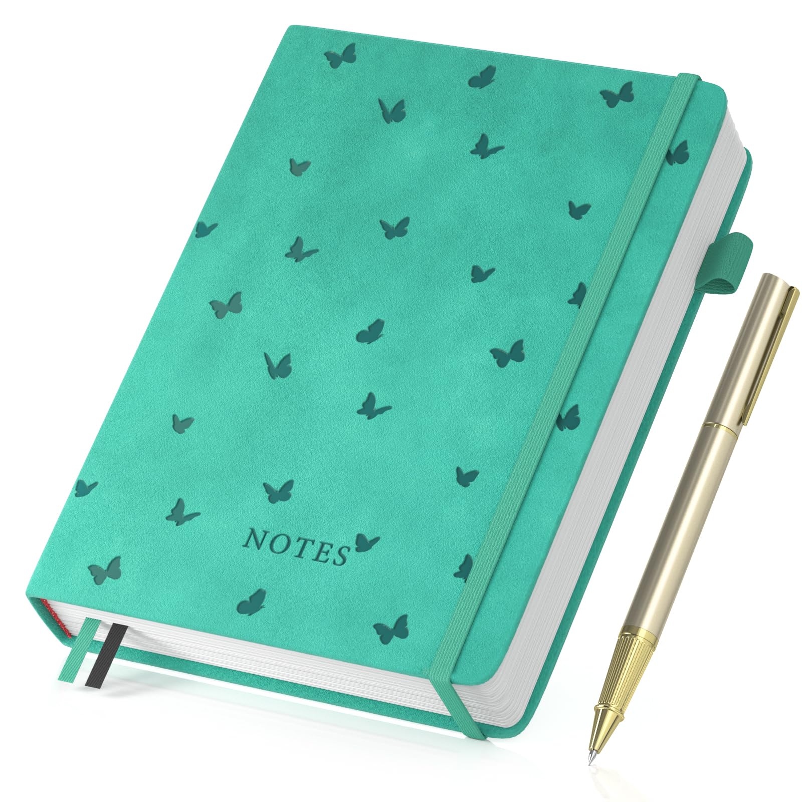 Umriox Lined Journal Notebook - A5 Thick Note Book Hardcover Notepad 365 Numbered Pages for Writing,100gsm Lined Paper for Women Men Work Office School,14.5 x 21cm - Green