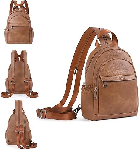 Miniatura 8 de CLUCI Mochila bandolera de cuero para mujer, bolsa cruzada convertible pequeña para viajes