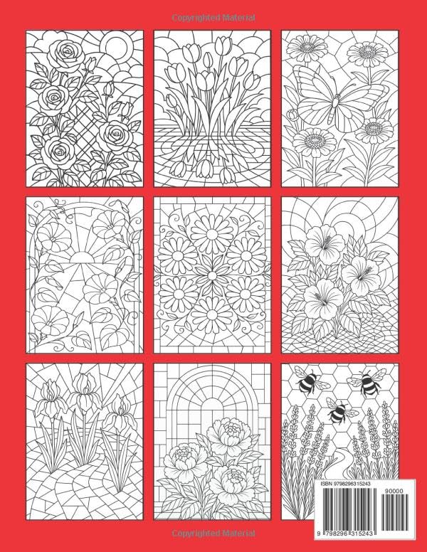 WHISPERS THROUGH GLASS A Floral Journey of Color and Courage: A Beautiful Adult Coloring Book with Bold Stained Glass-Style Floral Illustrations and ... for Relaxation, Mindfulness, and Creative Joy image 3