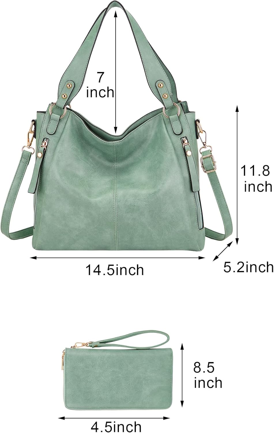 Women's Hobo Handbags Crossbody Bags Ladies Tote Shoulder Bags Purses and Wallet Set 2pcs