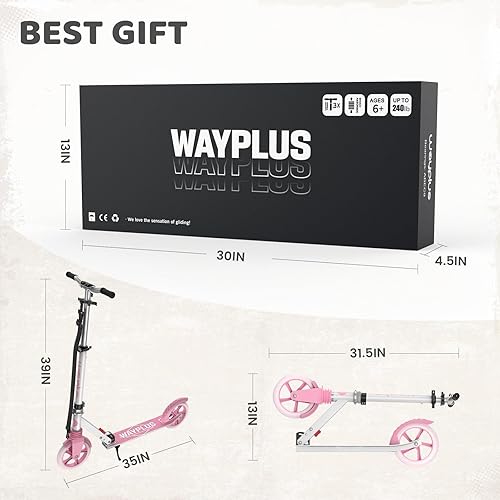 Miniatura 7 de Kick Scooter for Ages 6+,Kid, Teens & Adults. Max Load 240 LBS. Foldable, Lightweight, 8IN Big Wheels for Kids, Teen and Adults, 4 Adjustable