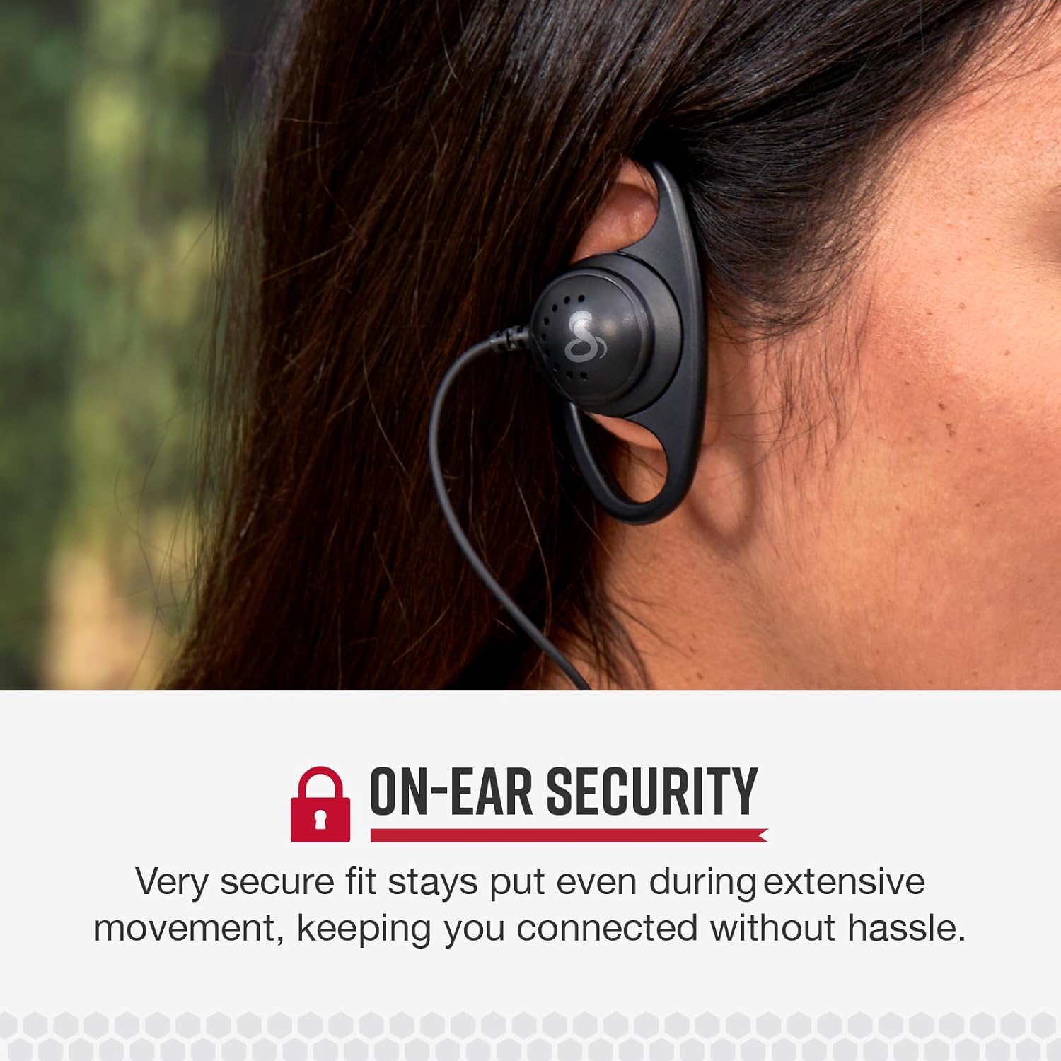 Cobra 2.5mm D-Style Headset for Two-Way Radios - Over-The-Ear Headset for Hands-Free Communication with Push-to-Talk Button