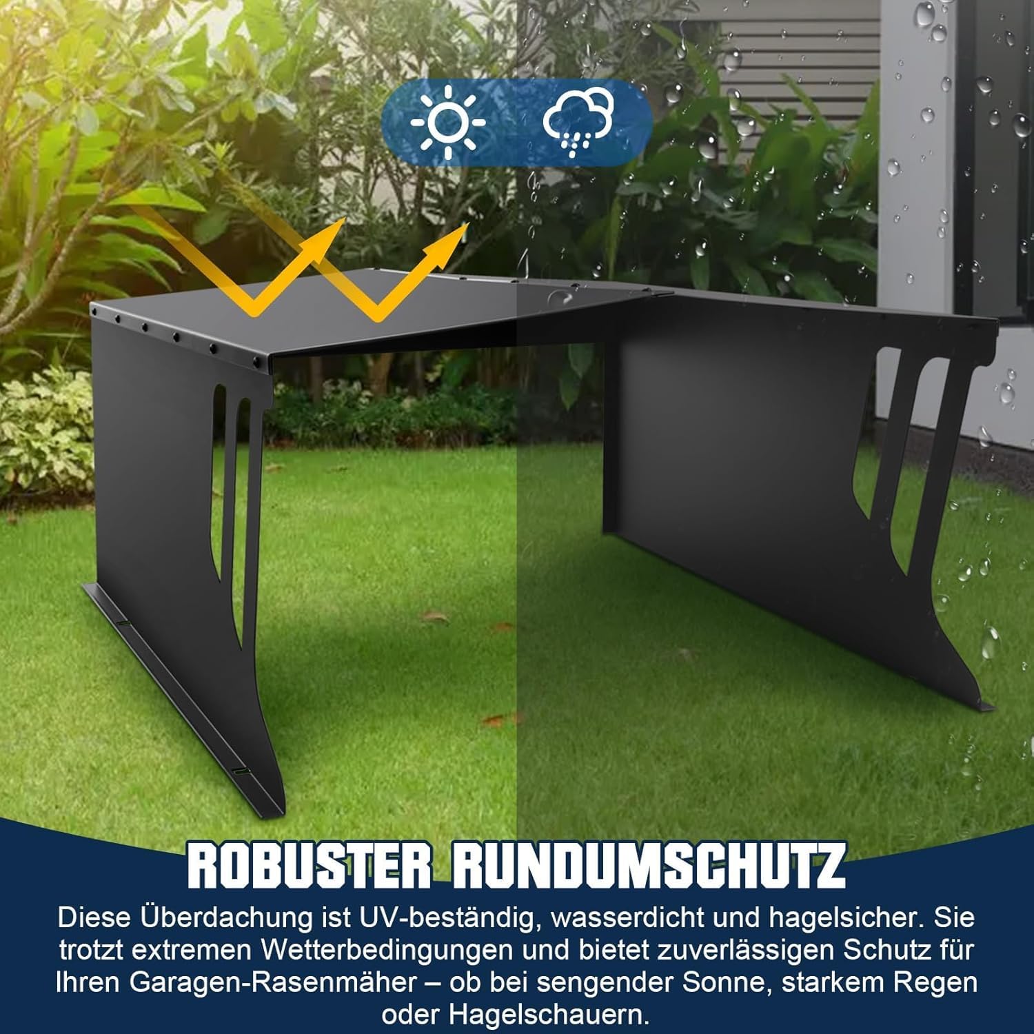 Garaje de acero para robot cortacésped, techo para robot cortacésped, cubierta para robot cortacésped, garaje, refugio para jardín, protección contra la lluvia, protección solar, 78 x 61 x 31 cm