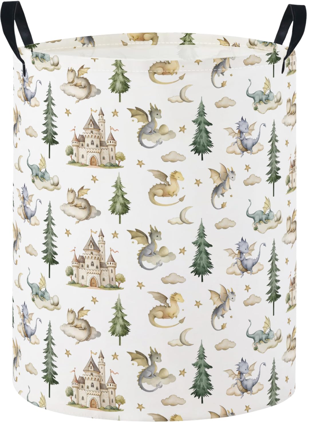 Baby Laundry Basket Baby Nursery Hamper Kids Laundry Basket Toy Storage Bin for Boys Room Decor Gift Baskets for Bedroom Bathroom(Castle Dinosaur)