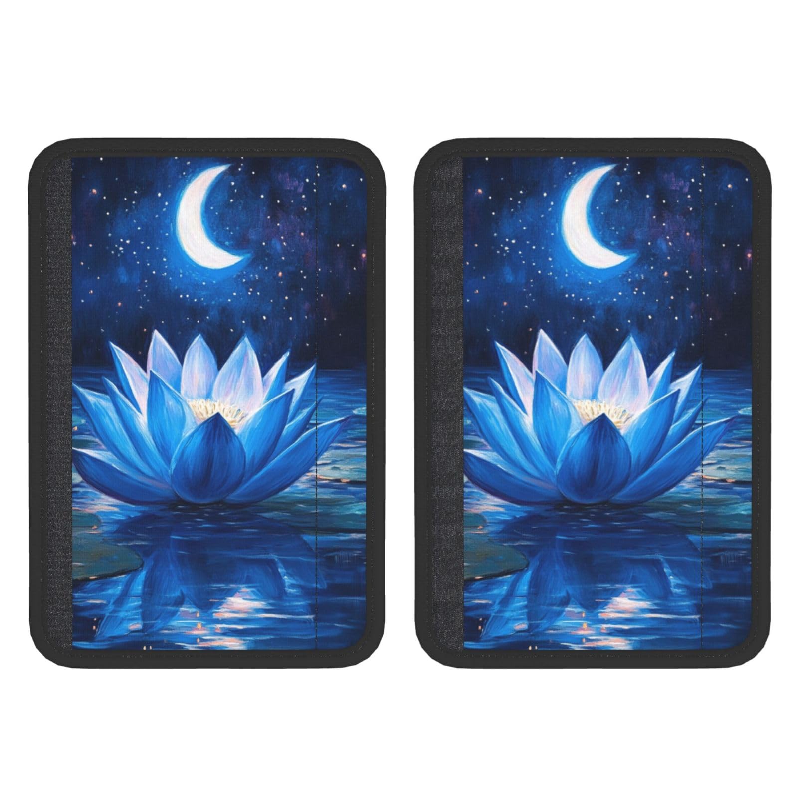 Blue Lotus Flower Moon Car Seat Belt Cover 2 Pack Seatbelt Strap Shoulder Pad Protector Universal Comfort for Car