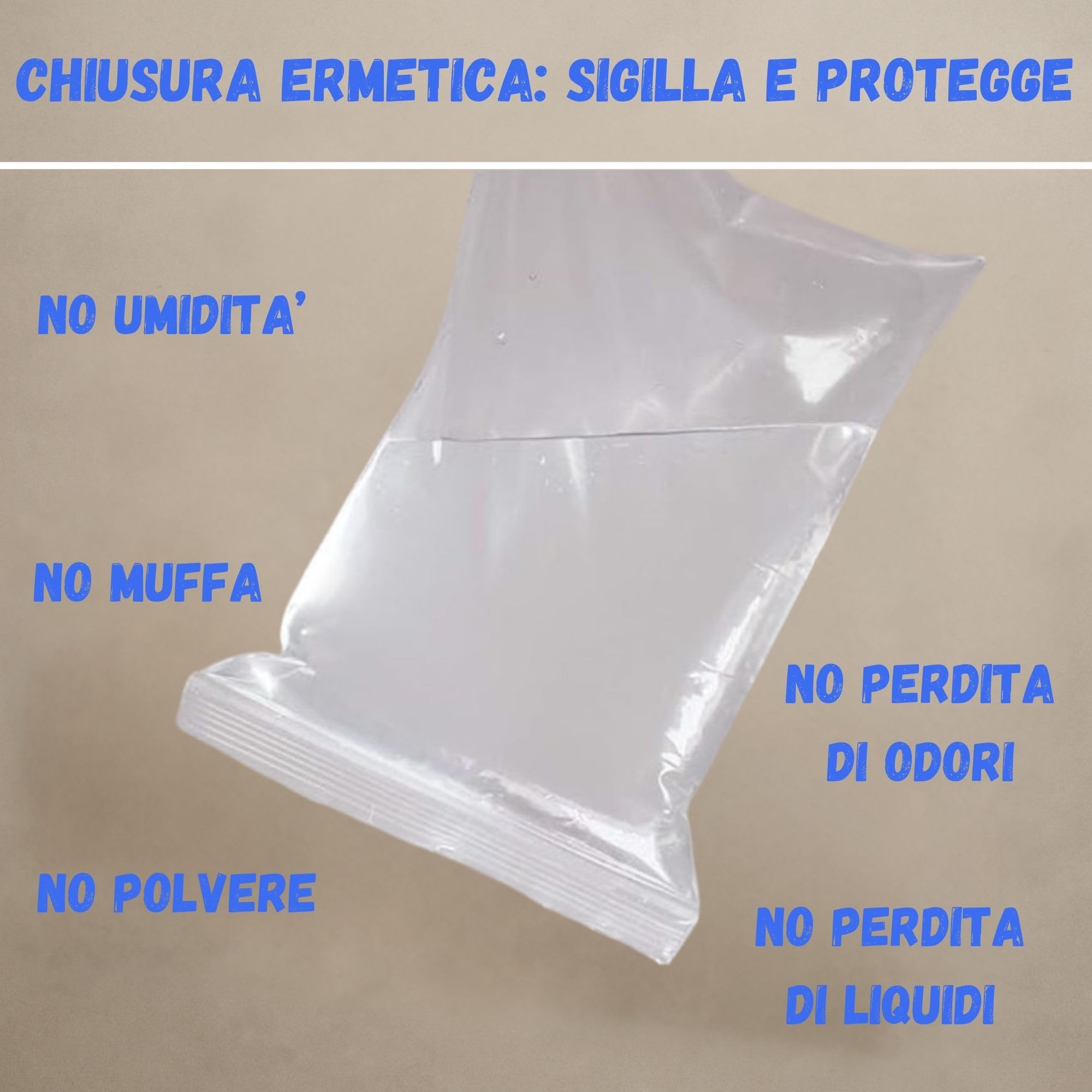 BUY SAFE - Sacchetti Plastica Richiudibili, Sacchetti Ermetici per Alimenti, Vestiti e Oggetti con Chiusura a Cerniera, Buste Trasparenti Richiudibili Resistenti e Riutilizzabili, 30x40-100 Pz