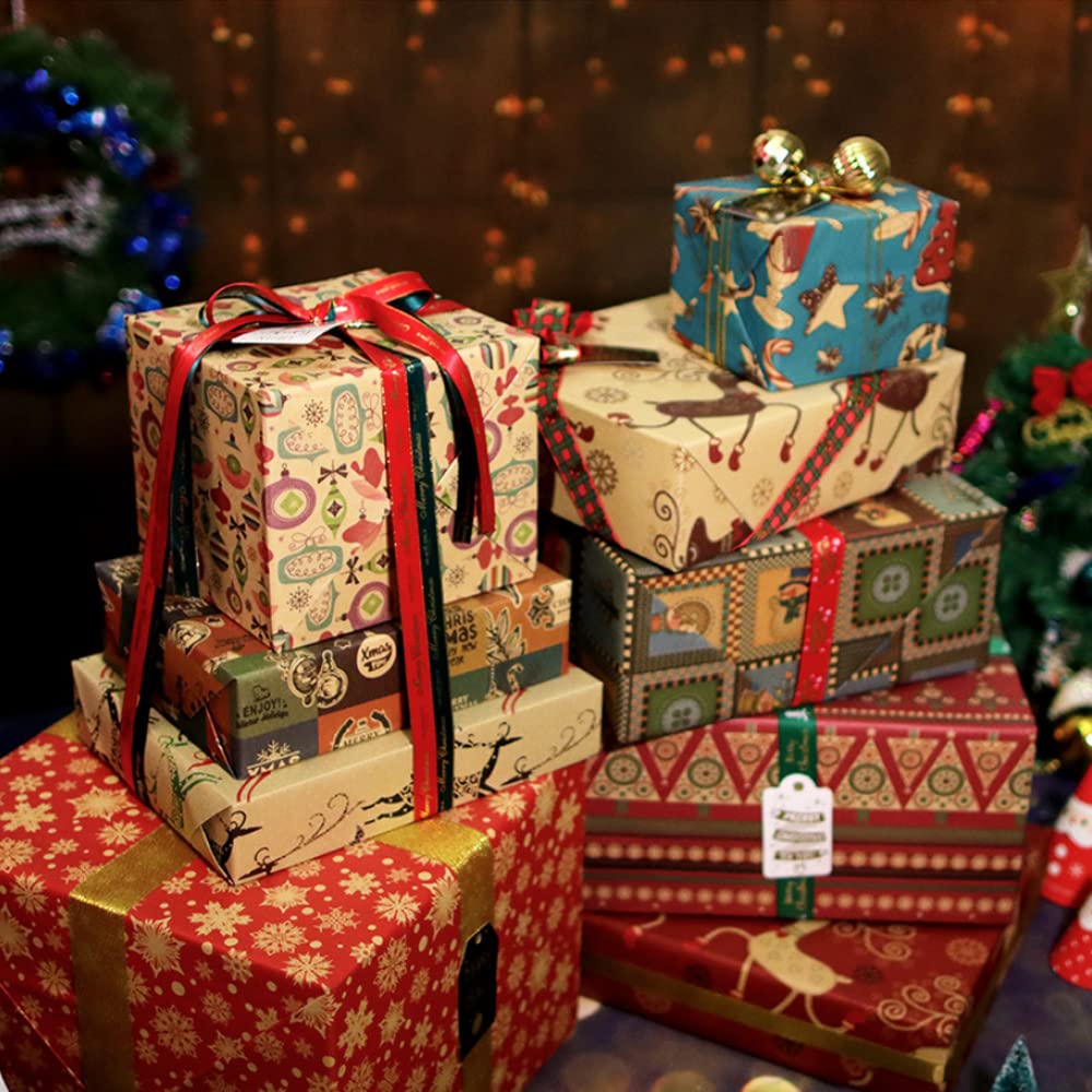 Confezione di Rotoli di Carta da Regalo di Natale, 43cm×20m Kraft Stampata con Babbo Natale, Riciclabile per Confezioni Regalo di Nozze e Compleanno