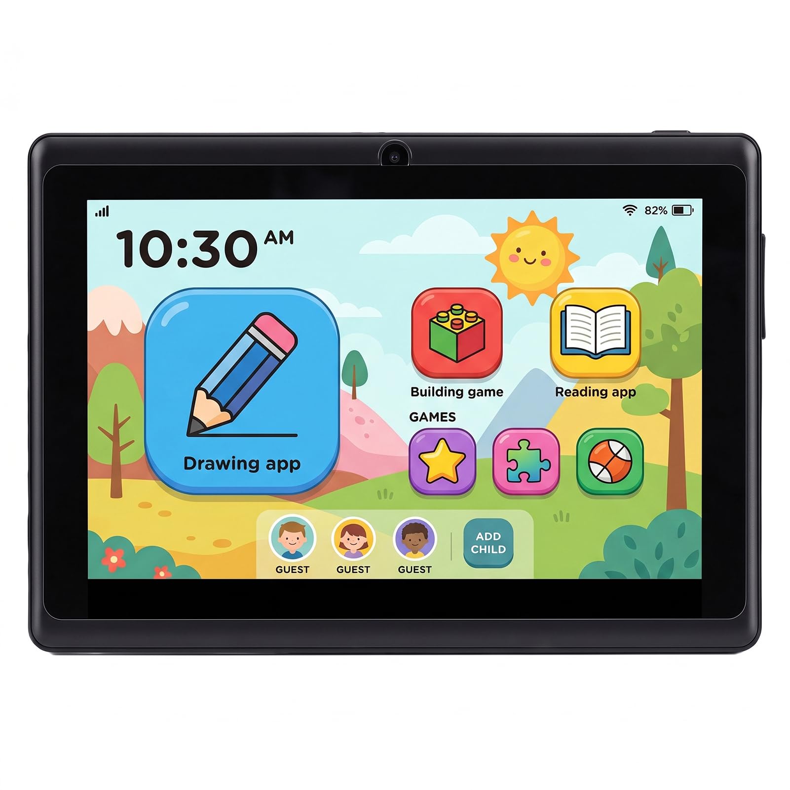 Tosuny Tablet per Bambini da 7 Pollici, 1 GB di RAM 16 GB di Spazio di Archiviazione, Schermo LED HD 1024x600, 10.0, Fotocamera Anteriore da 2 MP Posteriore da 5 MP, Batte (Black)