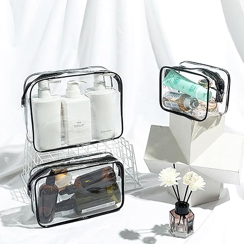 Miniatura 4 de 4 Pack Clear Makeup Storage Bag Beach Bag Accessories whit Hooks Carabiner