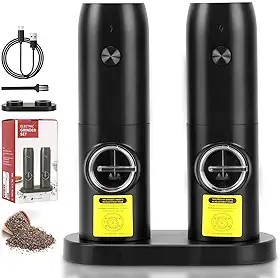 Moedor de Pimenta e Sal Elétrico Meantem, Automático, Preto