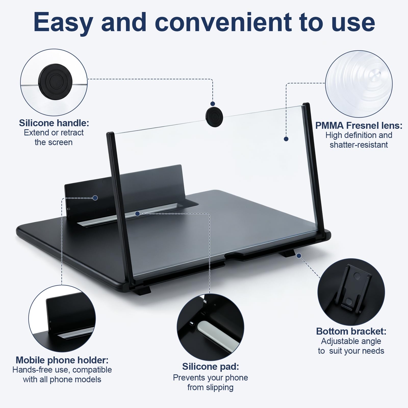Amplificador de Pantalla para Movil, HD Lupa para móvil, 3D Pantalla Aumento movil, Plegable, para Todos los Smartphones, para Ver Partidos de fútbol, Películas y Videos(16 Pulgadas)