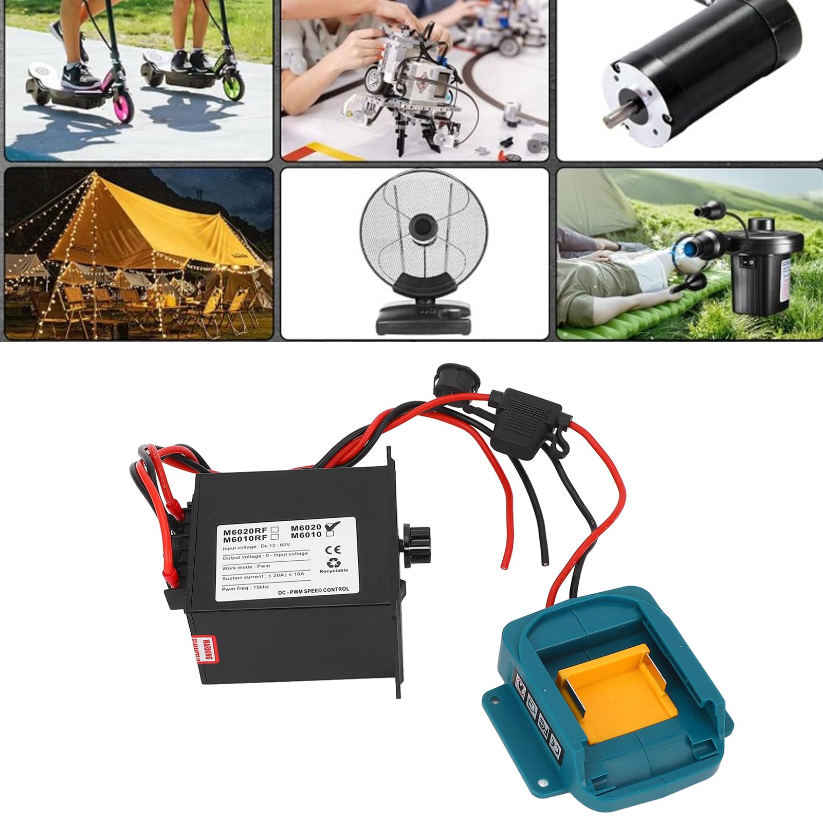 18V Adattatore Batteria Controllo Velocità Motore Kit, ABS DC PWM