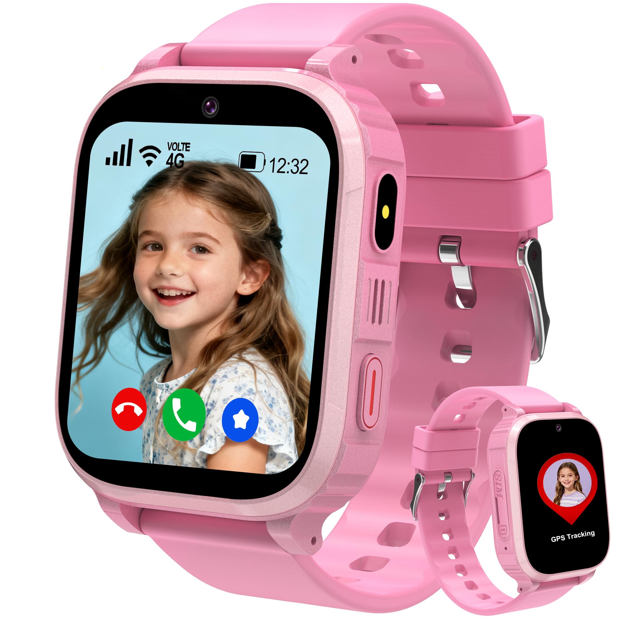4G Smartwatch Bambini con GPS Videochiamate SOS Regalo Ragazzo Ragazza | posizione in tempo reale, chat familiare, modalità scuola, giochi, sveglia, telefono, sim, ip68, natale e compleanno