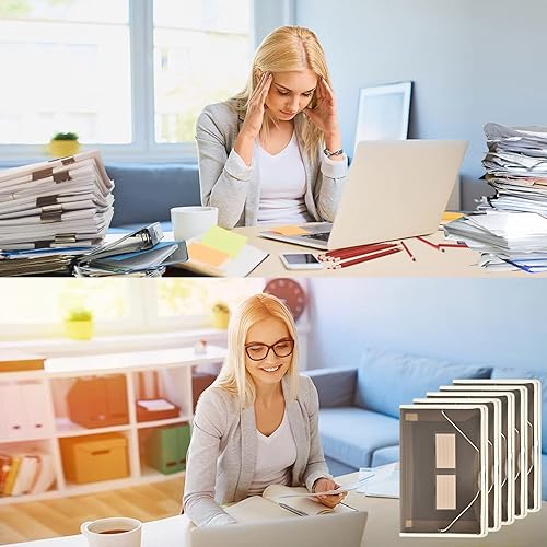 Miniatura 4 de Carpeta de archivos expandible organizador de documentos r con solapa y cierre de cable, bolsa de documentos transparente impermeable, expansión