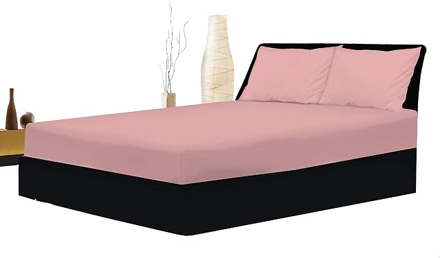 Hotel Quality Poly Cotton Bed Sheet 40CM Extra Deep Fitted Sheet Pink Super King Bed Size (Pink, Super King)