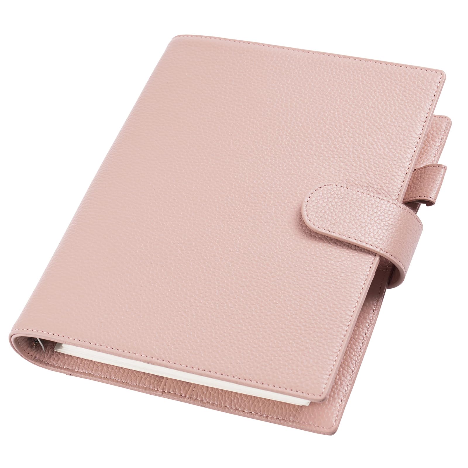 Moterm Elite Pocket Rings Planner - Genuine Leather Folder A5 Organiser without Large Back Compartment (Pebble Dust Rose, 25 mm Ring)