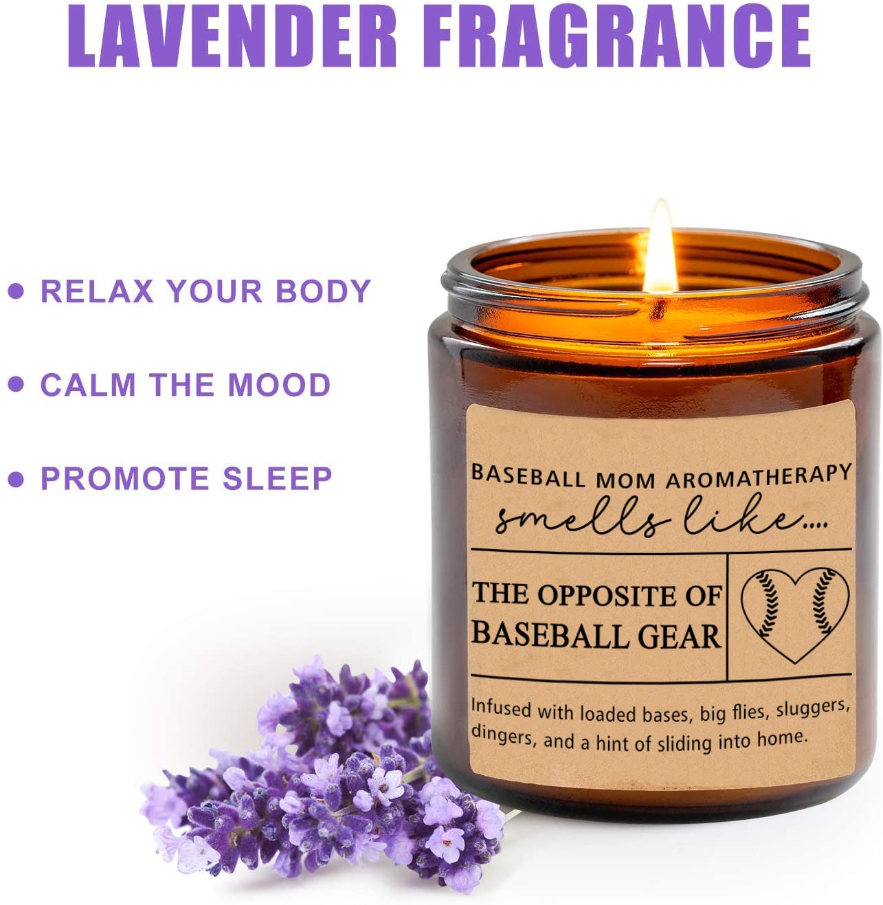 HTDesigns Baseball Mom - Baseball Mom Gift - Baseball Mom Candle - Gift for Mom - Gift for Baseball Mom - Unique Gift for Mom - Baseball Decor, 8oz