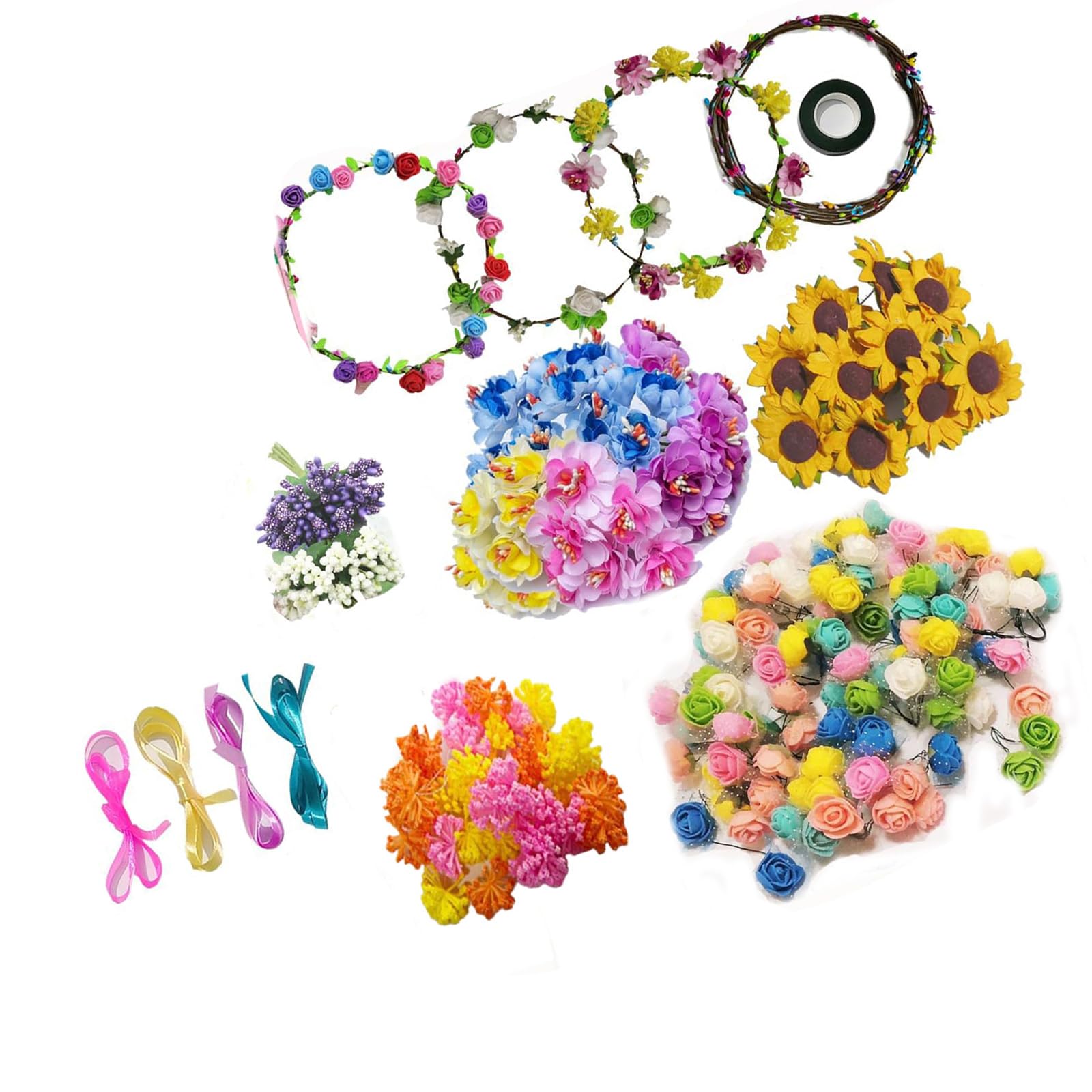 Carotoe A Craft Supply Pack With Wreath Bases, Ev Flower Supplies Nd Ribbon Pieces For Home Decor Projects Nd Classes Floral Rranging Project Wreath Ctivity Decorative Craft Pack Home Ccent Maker