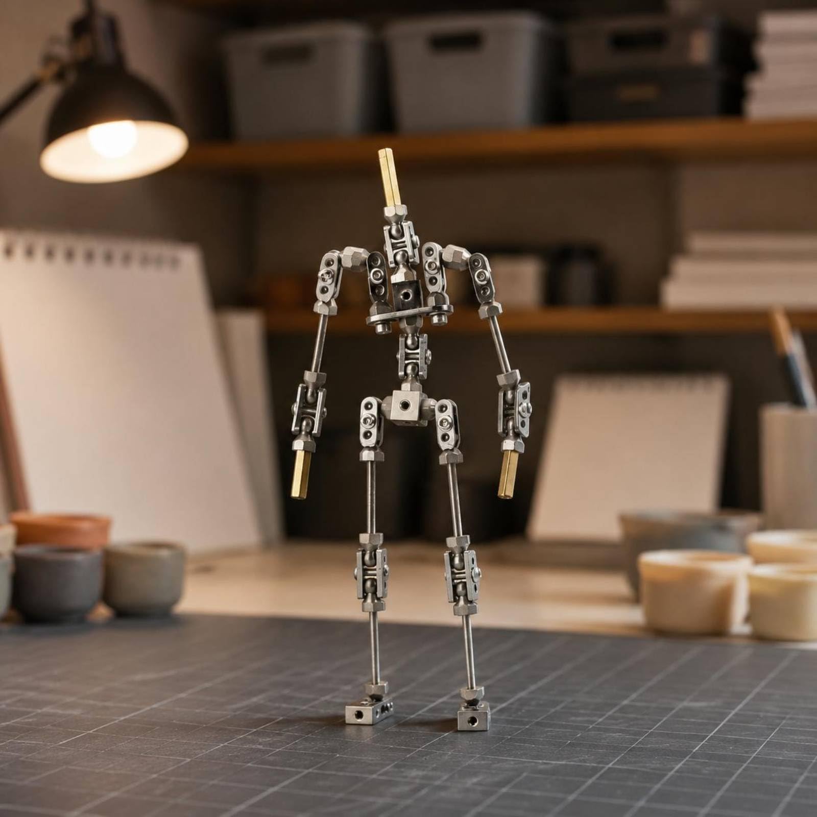 harayaa Animation Mannequin Frame Armature Squelette Marionnette Cadre Squelette Articulé Mannequin Métal Joints Verrouillables et Rotation Limitée Pose , 28 Cm