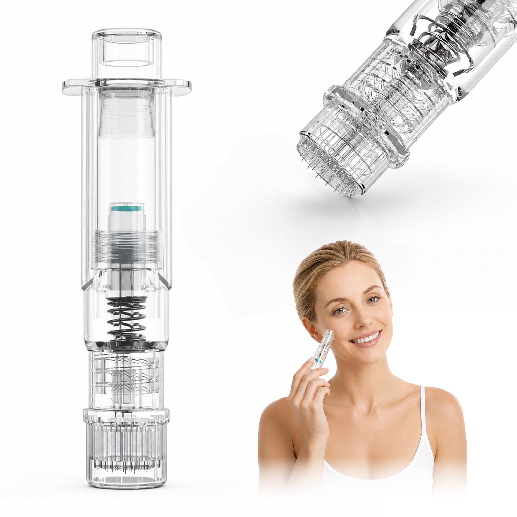 Aqua Stamp 0,5 mm - Alternativa Microneedling al derma roller e al derma stamp - Sistema di infusione di precisione, 19 aghi in titanio