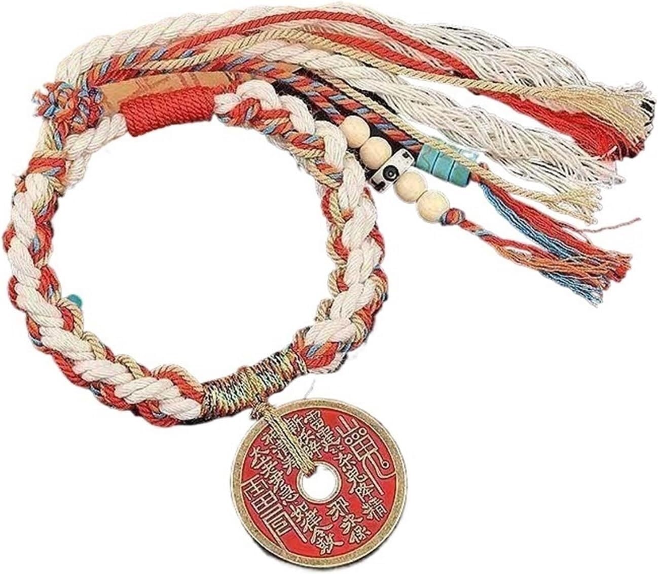 YNIYUJKL Bracelets,Lucky Charm,Feng Shui Bracelet, Longhu Mountain Mountain Spend Money Bracelet Braided Rope Copper Money Taiji Bagua Buckle Red Rope