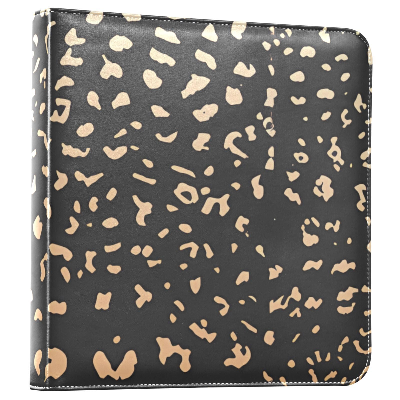 JIPONI Little Leopard Print Large Photo Album, DIY Leather Cover Scrapbook Albums for 4x6 5x7 6x8 Pictures, Self Adhesive Memory Book for Wedding, Baby, Family