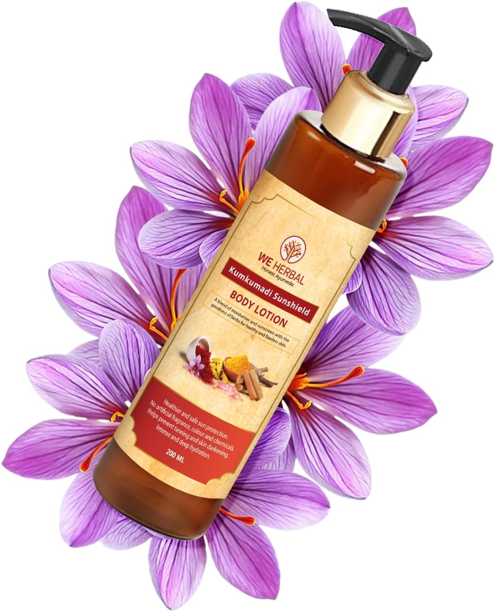 Kumkumadi Sunshield Body Lotion | Ayurvedic Sunscreen & Deep Moisturiser with Rosehip, Almond & Carrot Extract | Non-Greasy | No Harsh Chemicals