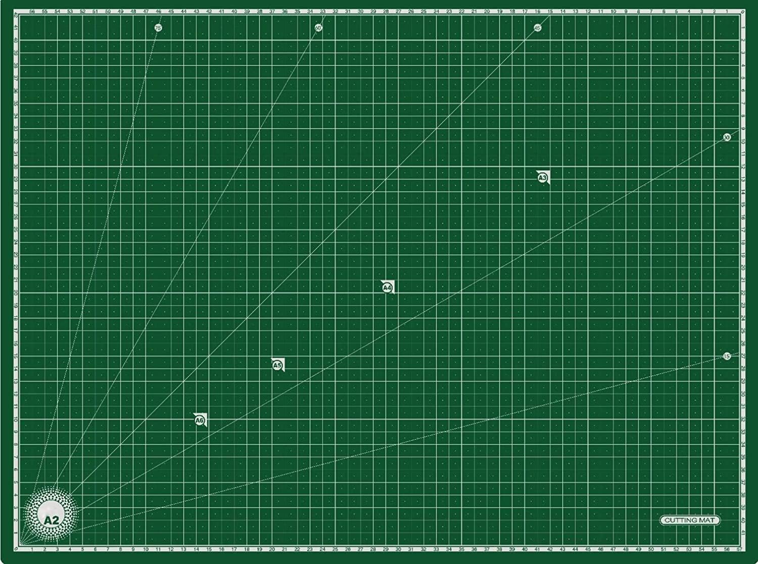 Rangwell Self Healing Cuttting Mat, Double Sided Self Healing Plastic Eco Friendly 5 Layers Cutting Mat Imperial/Metric, Large PVC Rotary Cutting Mats for Crafts (A2 (24 X 18 Inch), Multicolor)