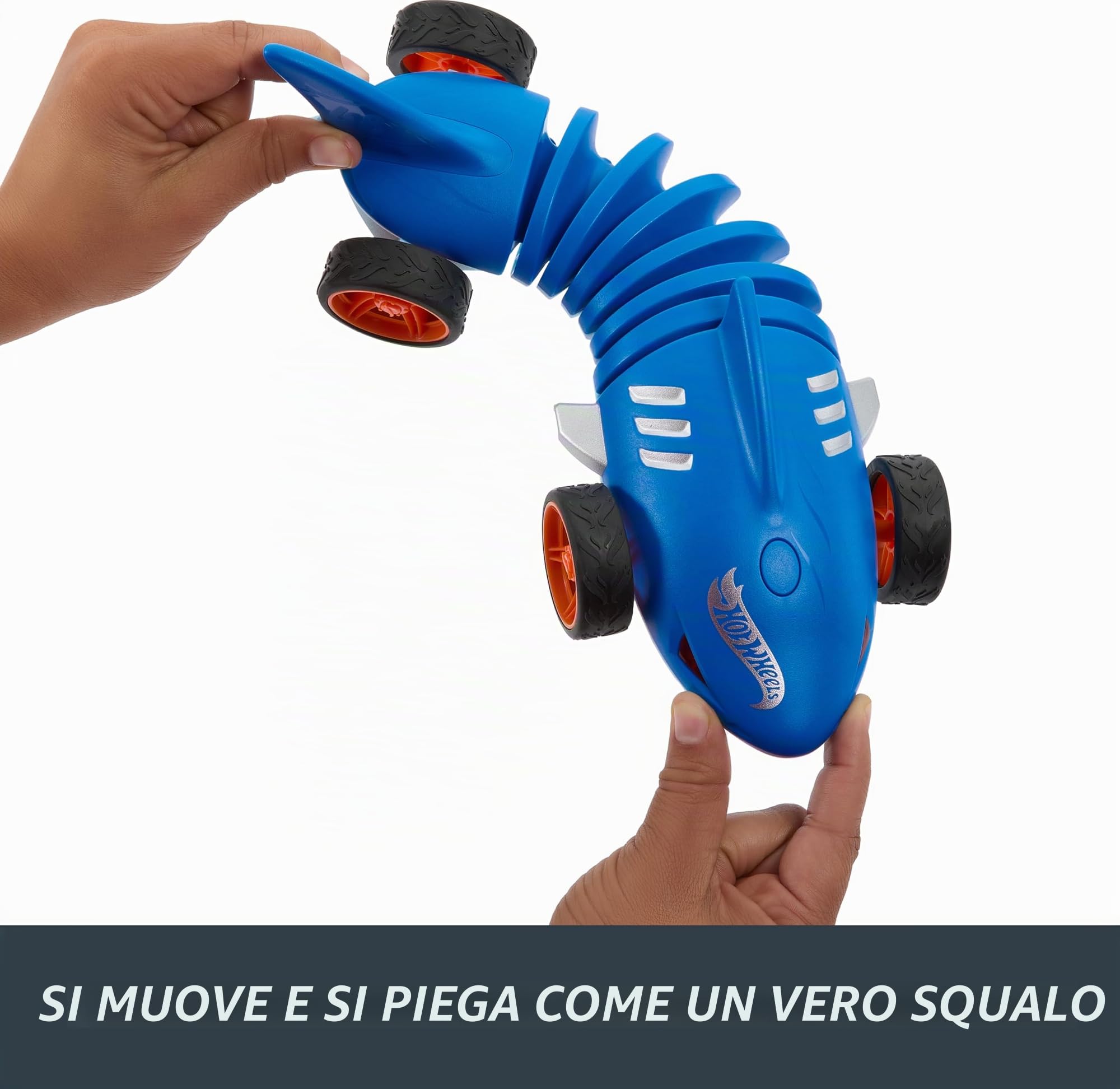 Hot Wheels RC 1:15 Scala Shark Speeder, Veicolo telecomandato che si piega, gira e scivola come una macchina mutante, dispone di luci e suoni