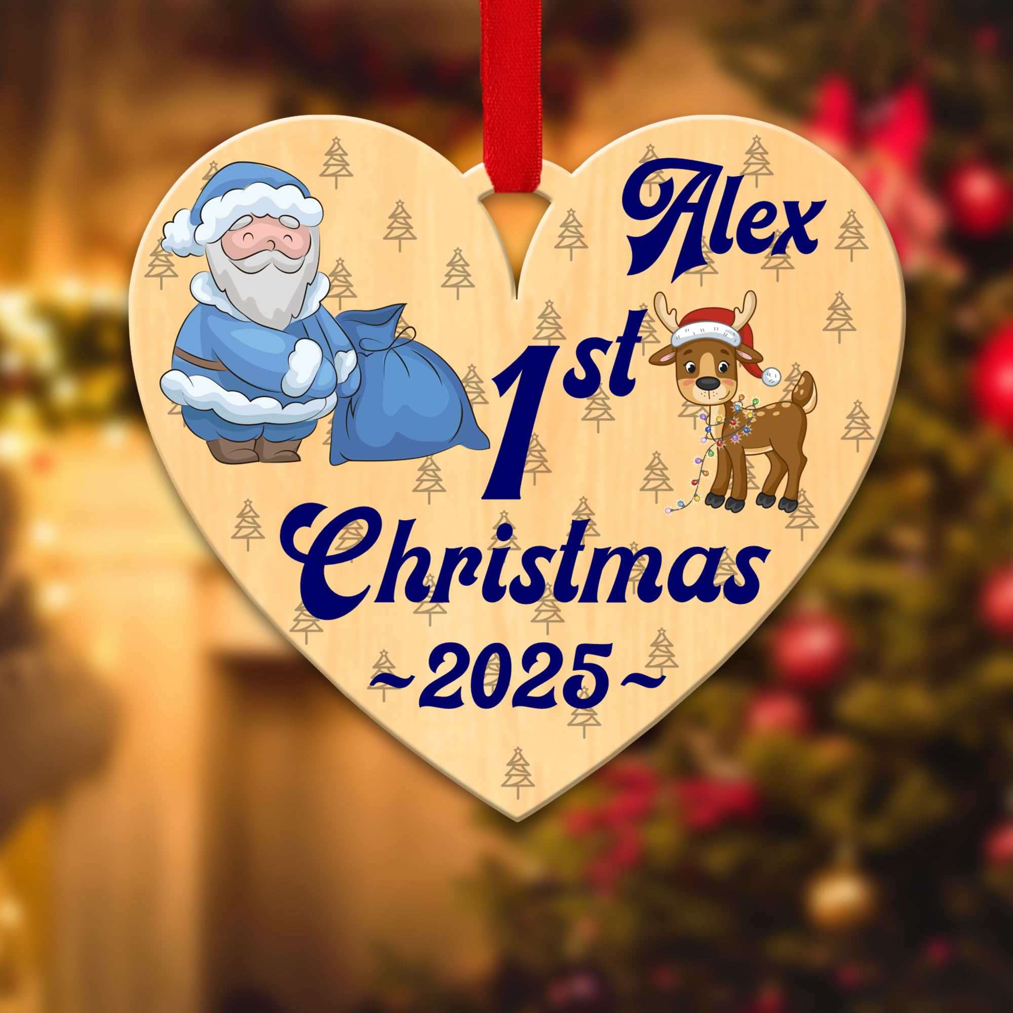 Kreatesquare Design-9 Personalised Christmas Tree Decorations Baubles For Kid's First With Custom Name | Acrylic Xmas Tree Decoration Hanging Ornaments | Personalised Bauble Gifts For Xmas Decorations