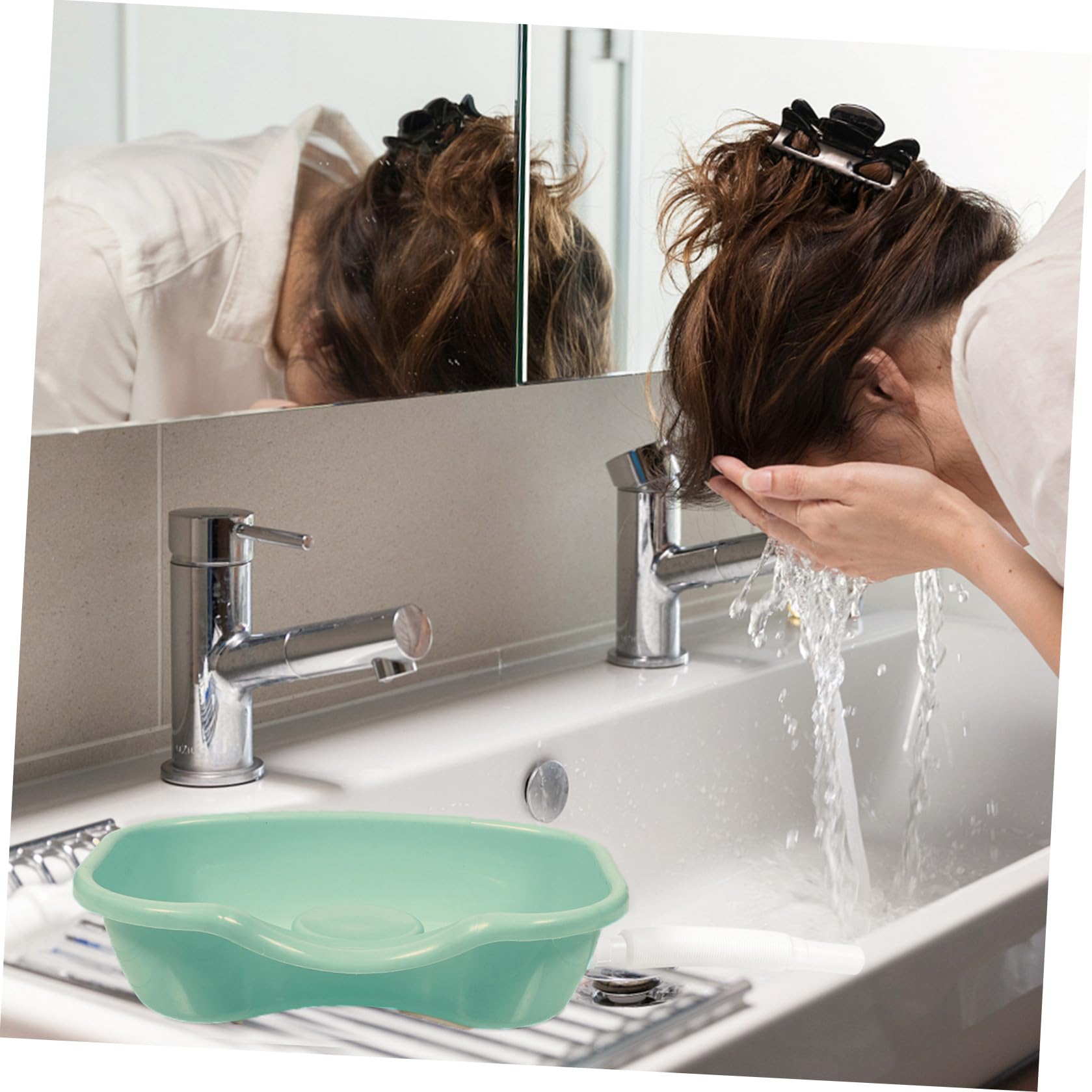 BESTYASH Ergonomisches Haarwaschbecken zum Haarewaschen für Bettlägerige mit Kunststoffmaterial und Gebogenem Rand für Bequemes Haarewaschen zu Hause und Bett