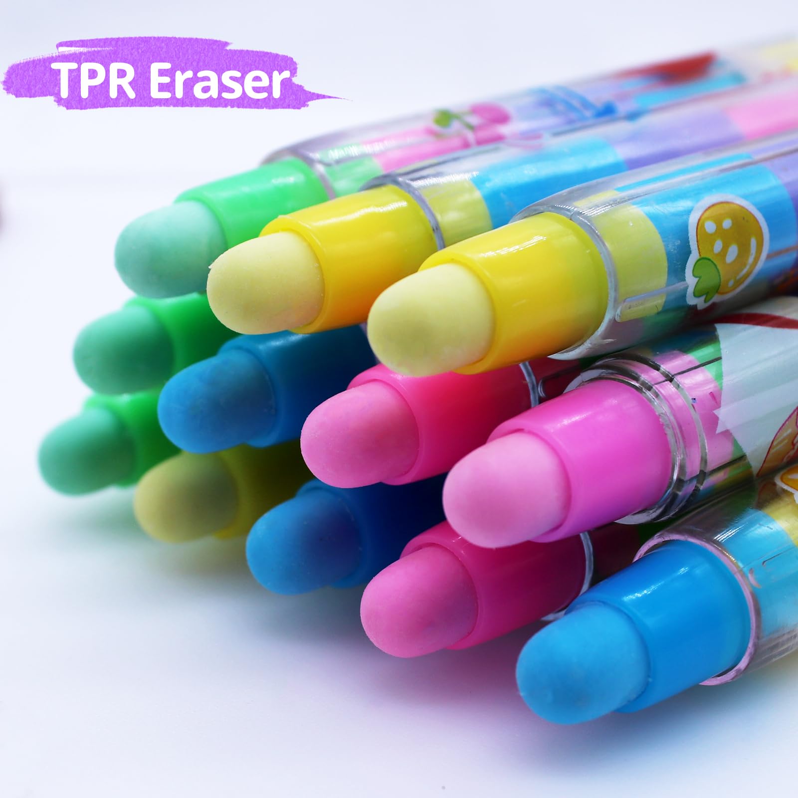 Pencil Shaped Erasers 10 Pcs Pencil-Shaped Erasers - Colorful Large Art ...