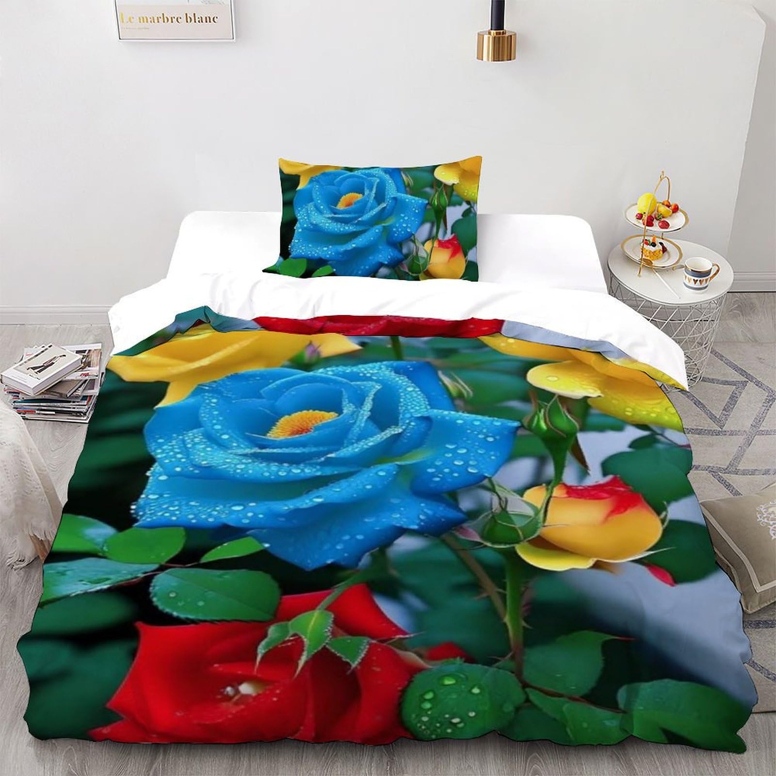 Housse de couette fleurs 3D 135x200 pour illuminer la chambre d'un garçon branché