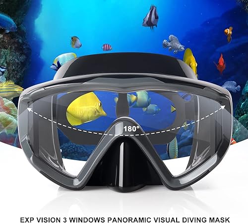 Miniatura 2 de Máscara panorámica de buceo Pano 3 para adultos, máscara de buceo de vidrio templado, gafas de natación de alta calidad con cubierta de nariz,