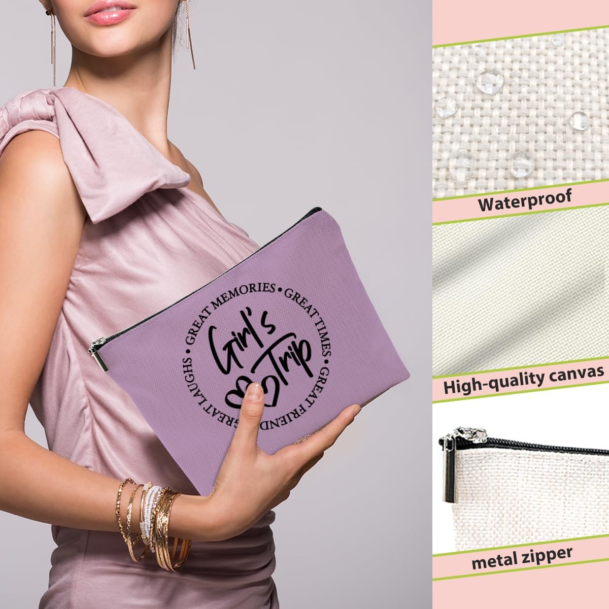 5 Pcs Girls Trip Gifts Favors, Girls Weekend Gifts Makeup Bag, Bestie Gifts Weekend Bag Travel Gifts Vacation Cosmetic Bag, Friendship Gifts for Women Sisters, Graduation Wedding Gifts Toiletry Bag - Image 3