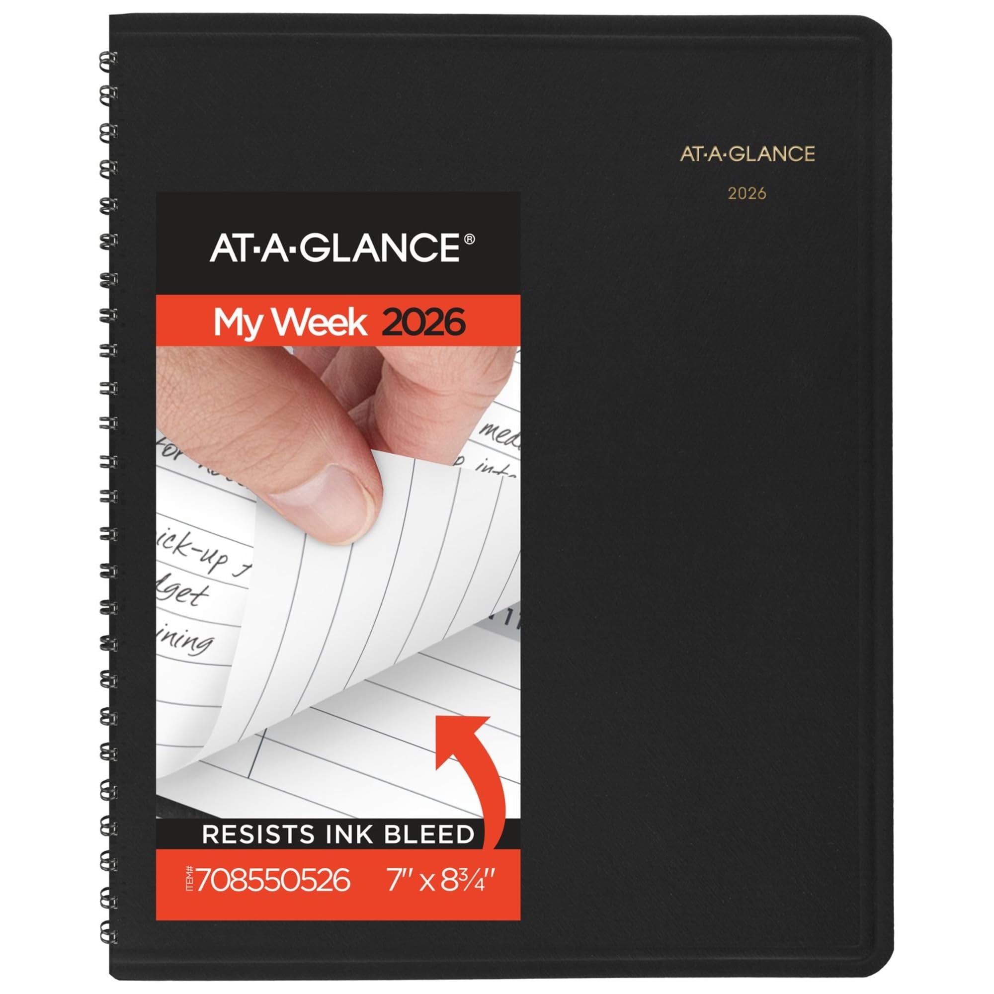 AT-A-GLANCE® 2026 Open Scheduling Weekly Planner, Black, Medium, 6 3/4" x 8 3/4"