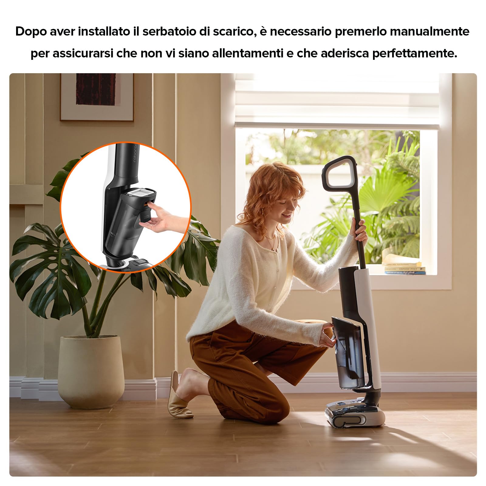 roborock F25 LT Aspirapolvere e Lavapavimenti Senza Fili, 20000 Pa, Autopulizia ad alta temperatura a 90 °C, Design Piatto 180°,Pulizia Bordi su Due Lati, Doppio serbatoio, Ideale per Pavimenti Duri