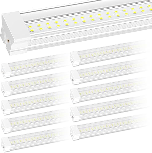 Luz LED para tienda de 4 pies, 60 W, 5000 K luz blanca diurna 9000 lm, luz de techo enlazable para garaje, tubo de luz LED T8 de 96 pulgadas, salida