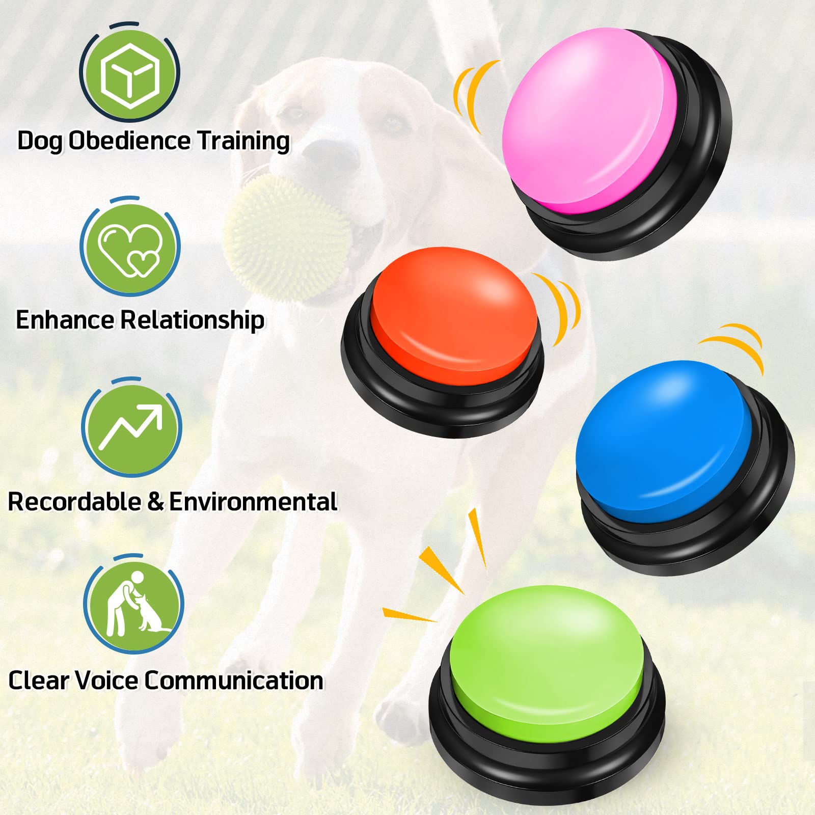 Boutons de Communication parlant pour chien, bouton d'enregistrement pour  parler, Buzzer, répéteur vocal, bruit, jouets