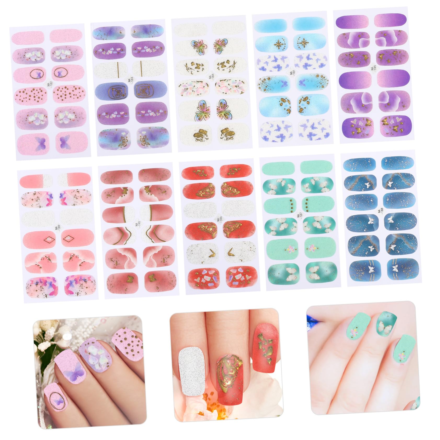 PACKOVE 5 Set Adesivi per Unghie con Design Gradiente e Decorazioni Uniche per Nail Art Te Adatti per e Festive