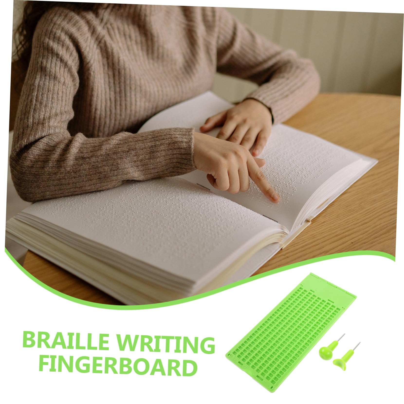 FRCOLOR Reusable Braille Writing 28 for Blind with Stylus Braille Writing