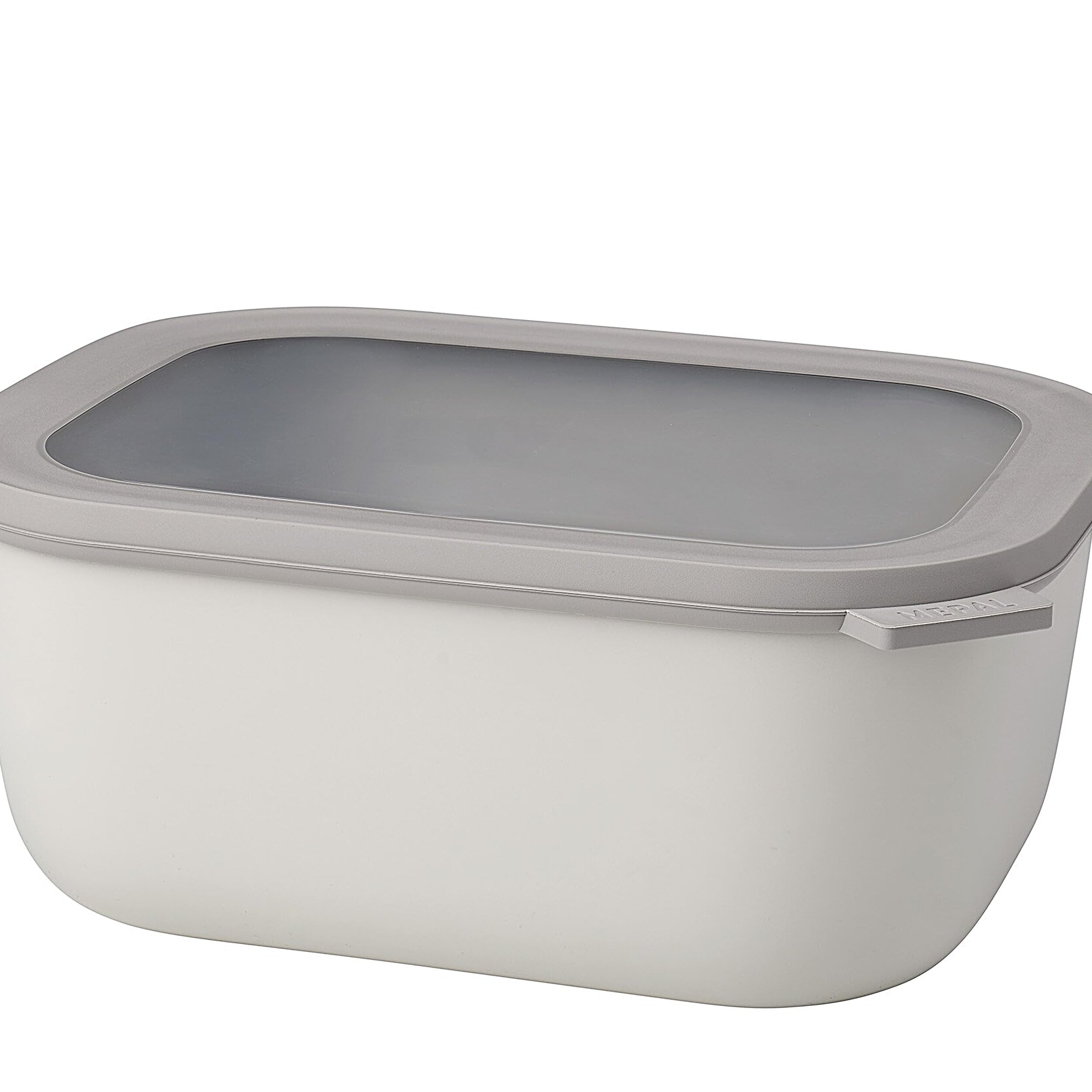 Mepal – Multi Bowl Cirqula Rectangular – Food Storage Container with Lid - Suitable as Airtight Storage Box for the Fridge & Freezer, Microwave Container & Servable Dish – 3000 ml – Nordic white